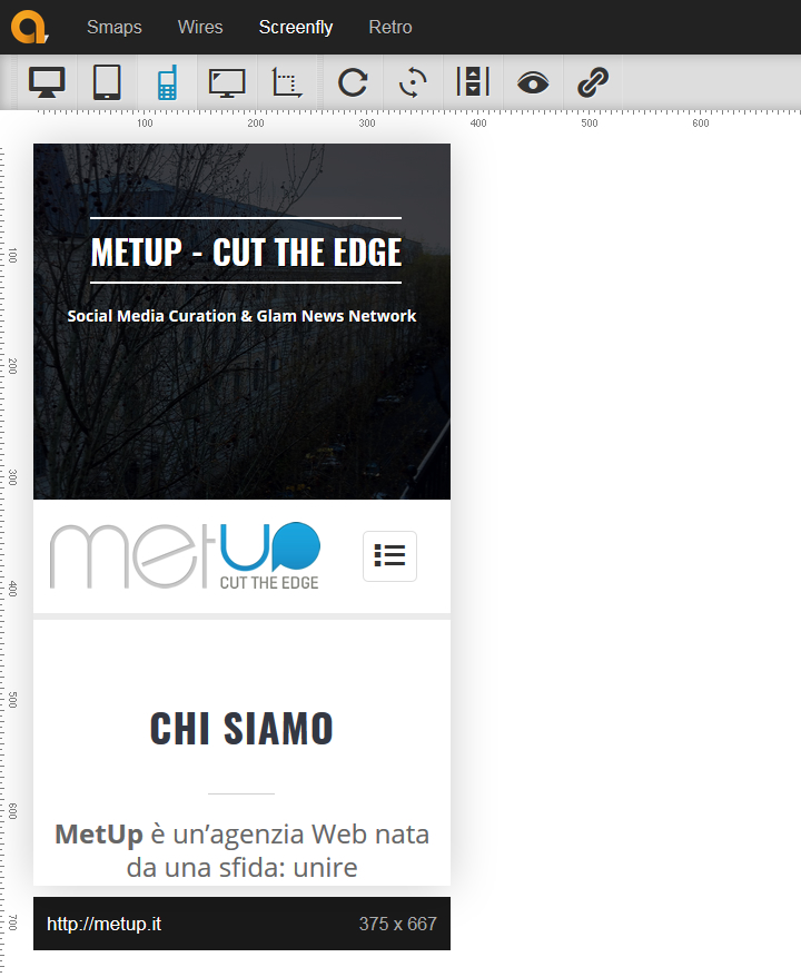 Screenfly by QuirkTools - Metup.it su iPhone 6
