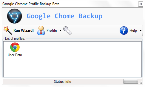 Google Chrome Backup - Run Wizard