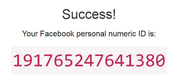 Find my Facebook ID - Success