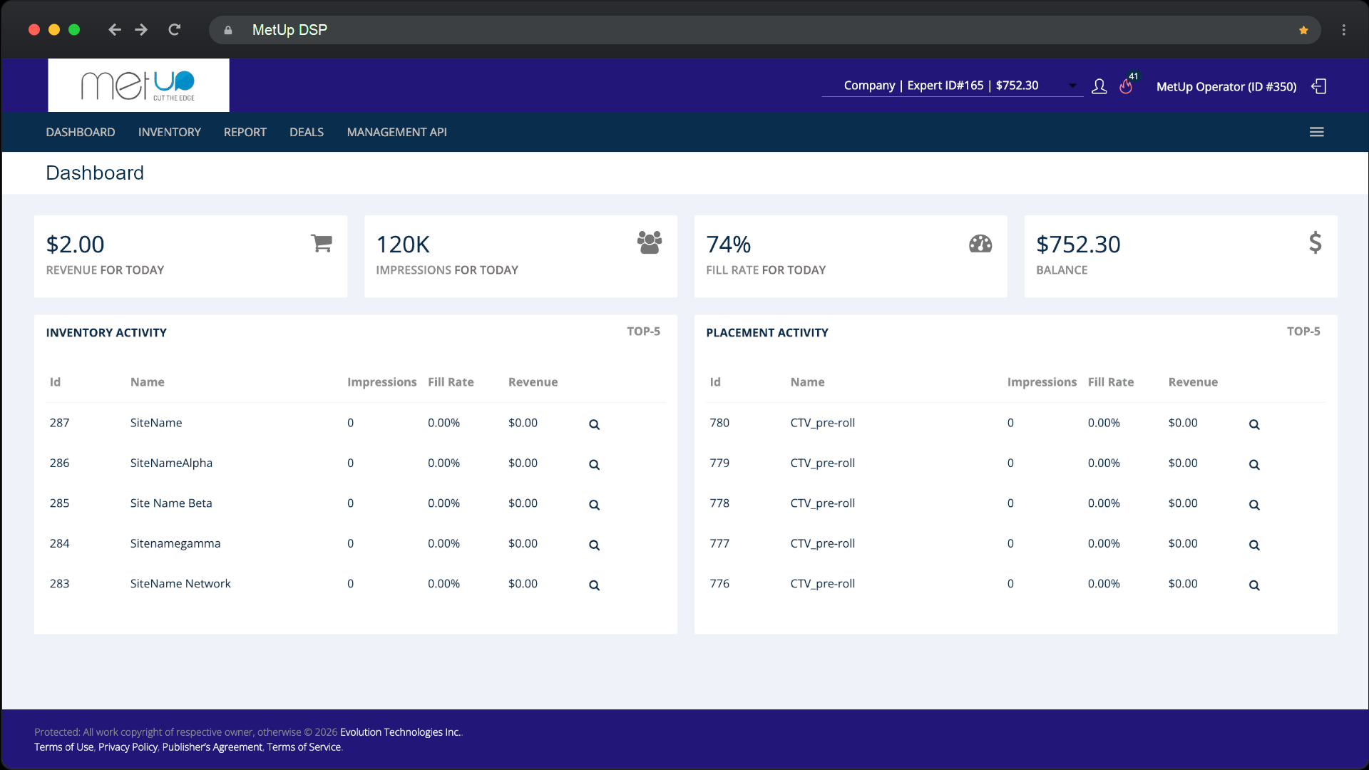 MetUp DSP - Intuitive Dashboard MetUp DSP - Intuitive Dashboard